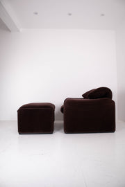 Maralunga Armchair by Magistretti for Cassina with Footstool