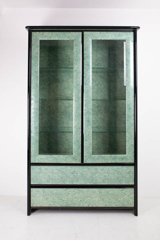 Faux Malachite cabinet with Glass Shelving