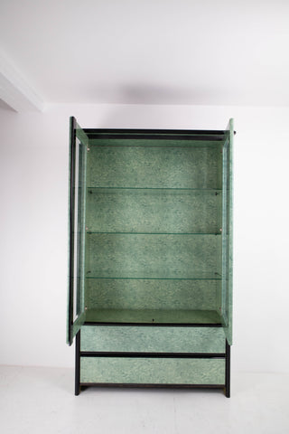 Faux Malachite cabinet with Glass Shelving