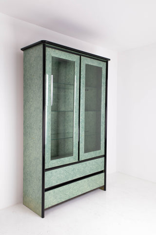 Faux Malachite cabinet with Glass Shelving