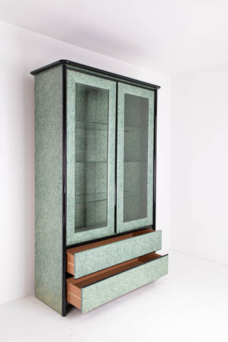 Faux Malachite cabinet with Glass Shelving