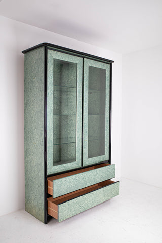 Faux Malachite cabinet with Glass Shelving