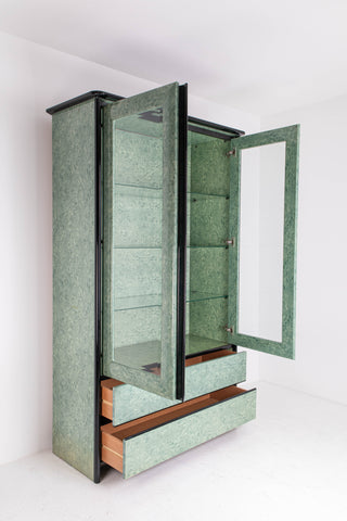 Faux Malachite cabinet with Glass Shelving