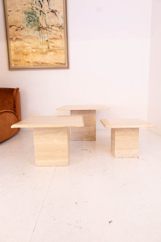 Square Travertine Coffee Table Set