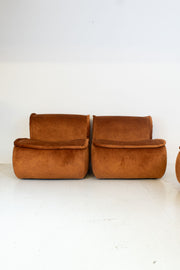 Two modular vintage brown on a white background