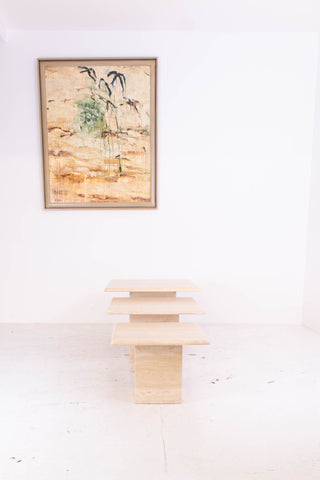 Square Travertine Coffee Table Set