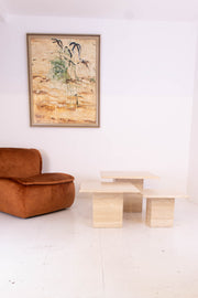 Square Travertine Coffee Table Set