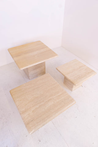 Square Travertine Coffee Table Set