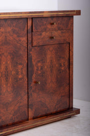 Italian Burl wood Sideboard with Brass Inlay