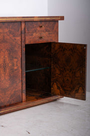 Italian Burl wood Sideboard with Brass Inlay