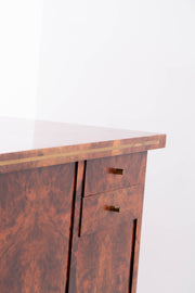 Italian Burl wood Sideboard with Brass Inlay