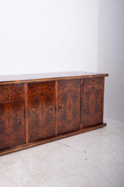 Italian Burl wood Sideboard with Brass Inlay