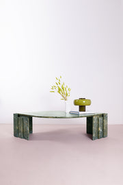 Leaf-Shaped Green Marble Coffee Table