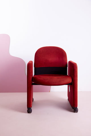 Red Giancarlo Piretti chair with adjustable back