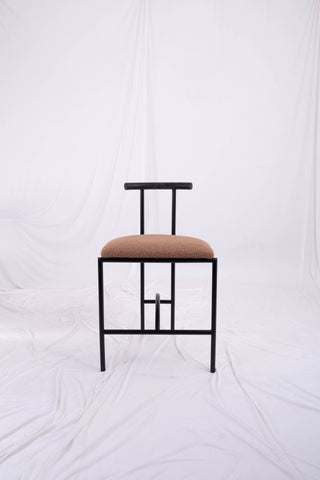 Front view of Tokyo chair black frame brown boucle seat