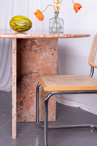 Cesca Chair and Oval Orange Marble Table 