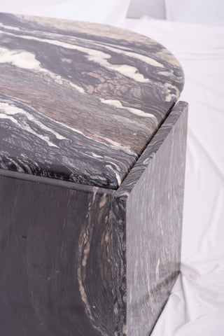 Leaf-Shaped Marble Coffee Table - Charcoal/Ivory/Rust