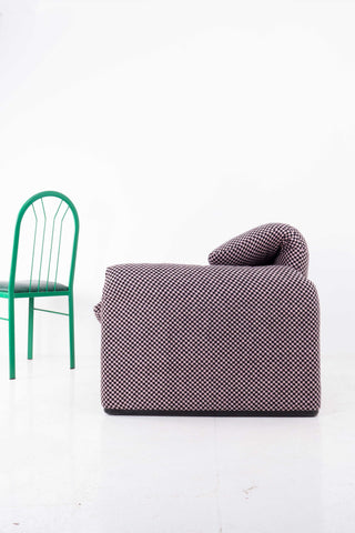 Maralunga Armchair by Magistretti for Cassina - Pink/black Check