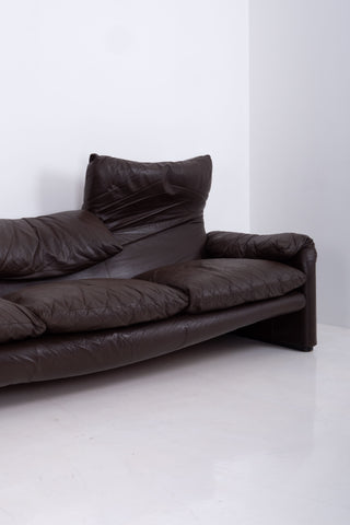 Maralunga Sofa by Vico Magistretti for Cassina - Dark Brown Leather