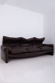 Maralunga Sofa by Vico Magistretti for Cassina - Dark Brown Leather
