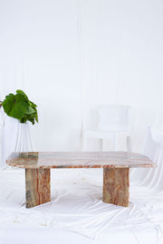 Leaf-Shaped Marble Coffee Table - Rust/Sand/Oyster