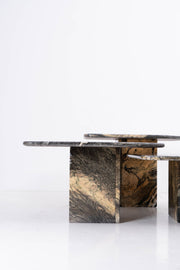 Marble Nesting Tables - Dark Green/oat/taupe