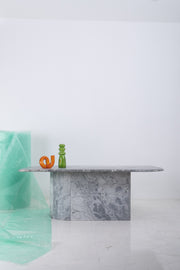 Leaf-Shaped Marble Coffee Table - Grey/White