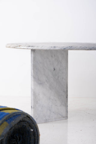 Large Oval Marble Coffee Table - Grey/White