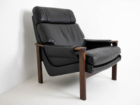 Rosewood and leather armchair