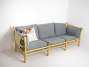 Beech and leather sofa