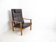 Vintage Swedish armchair with leather upholstery 