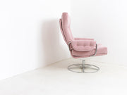 Vintage Pink Velvet swivel chair by Bruno Mathsson