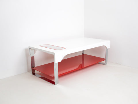 white and red coffee table