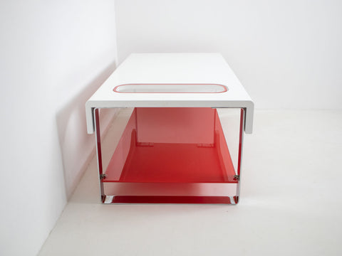 Glass and chrome coffee table