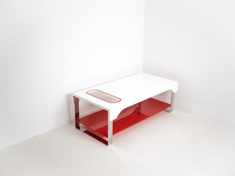 postmodern glass and chrome coffee table