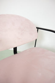 Reupholstered pink velvet vintage armchair