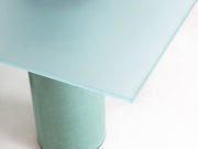 Glass and steel green table