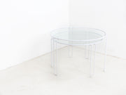 White metal and glass nested tables