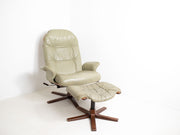 Retro Swedish swivel chair with footstool