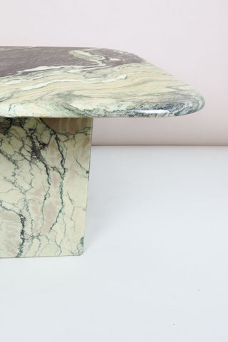 Square Vintage Italian Marble Coffee Table - Grey and Cream