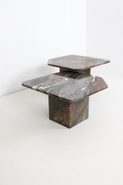 Vintage Italian Marble Nesting Tables - Grey, Black, Cream and Red