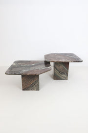 Vintage Italian Marble Nesting Tables - Grey, Black, Cream and Red