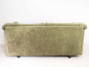 Vintage Green Velour Two-Seater Sofa