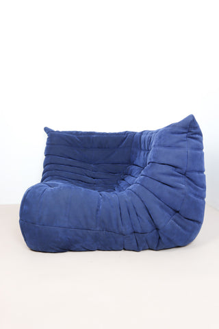 Retro Blue suede Togo lounge chair